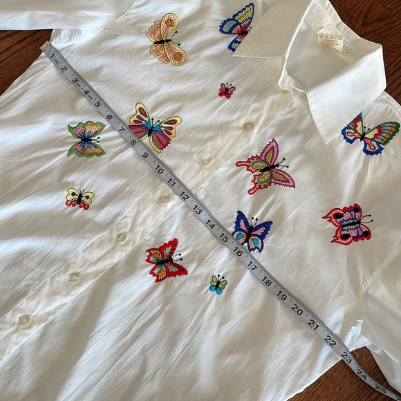 ESCADA by Margaretha Ley cotton white button up shirt embroidered butterflies M - Picture 14 of 16